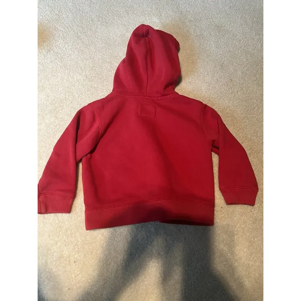 OshKosh B'Gosh Sweater Boy's 2T Red Full Zip Hoodie Pockets Logo Pockets Kid